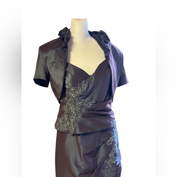 Cameron Blake by Moni Cheri, Size 12, Halter Style, with Jacket, Purple/Blue - Picture 5 of 16